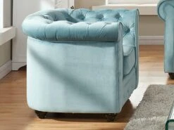 Fauteuil CHESTERFIELD - Velours Bleu Pastel -Deco.fr Soldes Boutique canape 243875