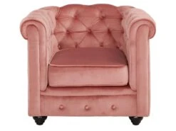 Fauteuil CHESTERFIELD - Velours Rose Pastel -Deco.fr Soldes Boutique canape 243911