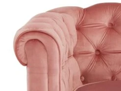 Fauteuil CHESTERFIELD - Velours Rose Pastel -Deco.fr Soldes Boutique canape 243917