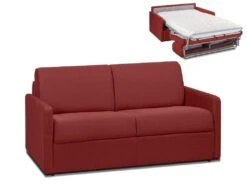 Canapé 2 Places Convertible Express En Tissu CALIFE - Rouge - Couchage 120 Cm - Matelas 14 Cm