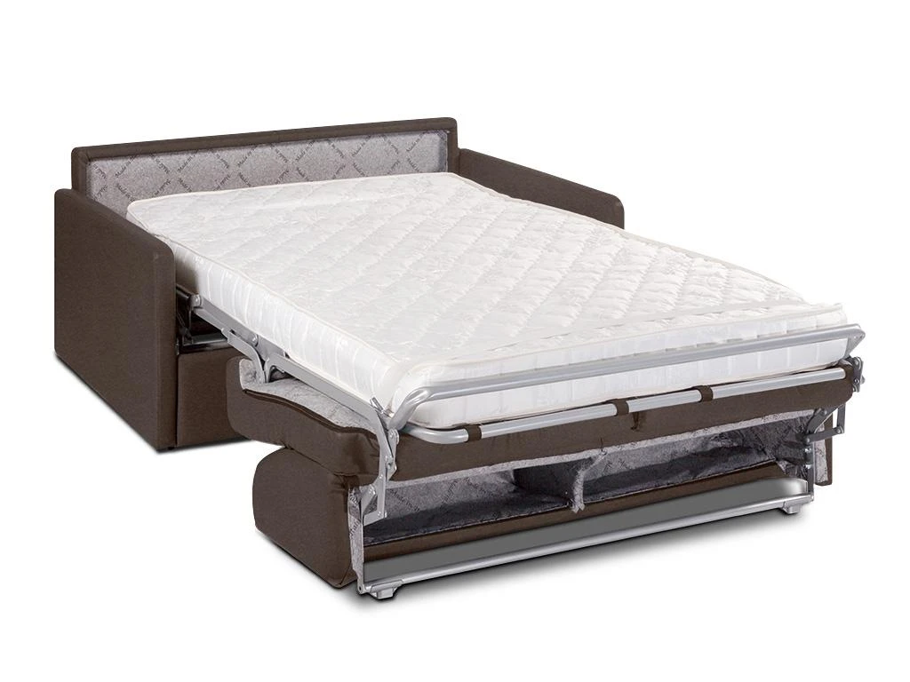 Canapé 2 Places Convertible Express En Tissu CALIFE - Marron - Couchage 120 Cm - Matelas 14 Cm 3 Canapé 2 Places Convertible Express En Tissu CALIFE - Marron - Couchage 120 Cm - Matelas 14 Cm – Image 3