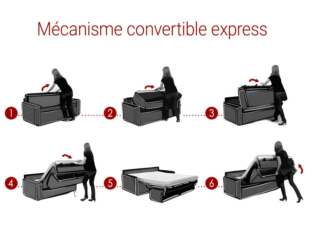 Canapé 3 Places Convertible Express En Simili CALIFE - Marron - Couchage à Lattes Larges 140 Cm - Matelas 18 Cm 6 Canapé 3 Places Convertible Express En Simili CALIFE - Marron - Couchage à Lattes Larges 140 Cm - Matelas 18 Cm – Image 6