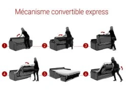 Canapé 2 Places Convertible Express En Simili CALIFE - Noir - Couchage 120 Cm - Matelas 22 Cm 7 Canapé 2 Places Convertible Express En Simili CALIFE - Noir - Couchage 120 Cm - Matelas 22 Cm -Deco.fr Soldes Boutique canape 255111 4