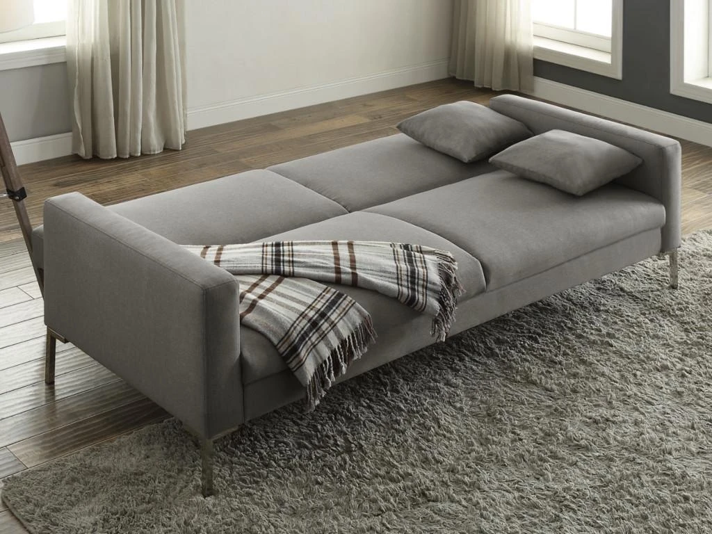 Canapé 3 Places Convertible En Tissu MUNIO - Gris Clair 2 Canapé 3 Places Convertible En Tissu MUNIO - Gris Clair – Image 2