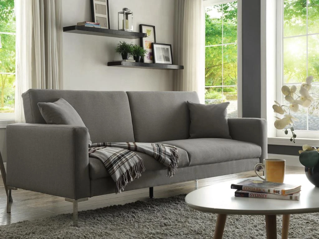 Canapé 3 Places Convertible En Tissu MUNIO - Gris Clair 7 Canapé 3 Places Convertible En Tissu MUNIO - Gris Clair – Image 7