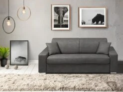 Canapé 2 Places Convertible Express En Tissu EMIR - Anthracite - Couchage 120 Cm - Matelas 22 Cm -Deco.fr Soldes Boutique canape 272591 1