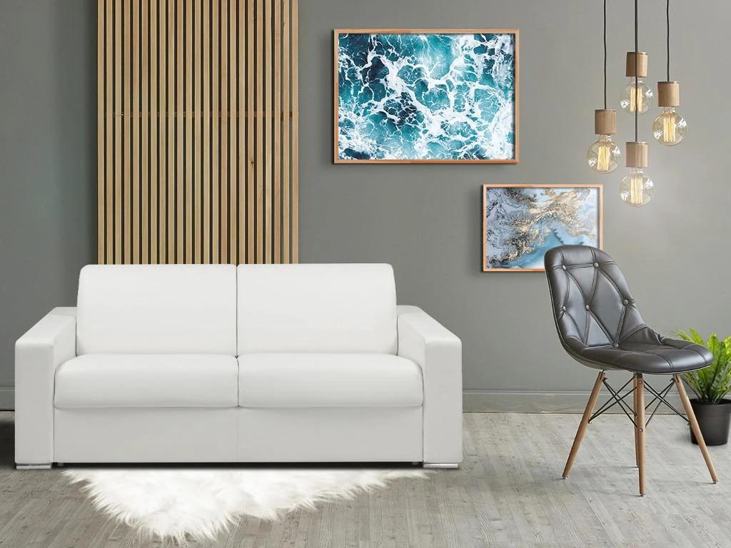Canapé 2 Places Convertible Express En Simili CALITO - Blanc - Couchage Lattes Larges 120 Cm - Matelas 14 Cm 13 Canapé 2 Places Convertible Express En Simili CALITO - Blanc - Couchage Lattes Larges 120 Cm - Matelas 14 Cm – Image 13