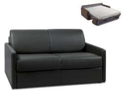 Canapé 2 Places Convertible Express En Simili CALIFE - Noir - Couchage 120 Cm - Matelas 14 Cm