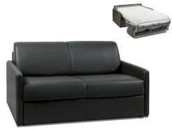 Canapé 2 Places Convertible Express En Simili CALIFE - Noir - Couchage 120 Cm - Matelas 22 Cm