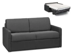 Canapé 2 Places Convertible Express En Tissu CALIFE - Gris - Couchage 120 Cm - Matelas 18 Cm