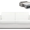 Canapé 4 Places Convertible Express En Simili CALITO - Blanc - Couchage Lattes Larges 160 Cm - Matelas 14 Cm