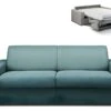 Canapé 4 Places Convertible Express En Tissu CALITO - Bleu - Couchage Lattes Larges 160 Cm - Matelas 18 Cm -Deco.fr Soldes Boutique canape 273093