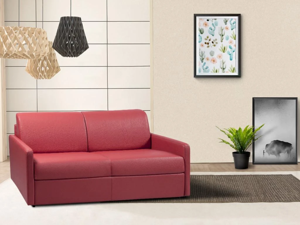 Canapé 2 Places Convertible Express En Simili CALIFE - Noir - Couchage 120 Cm - Matelas 22 Cm 2 Canapé 2 Places Convertible Express En Simili CALIFE - Noir - Couchage 120 Cm - Matelas 22 Cm – Image 2