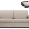Canapé 3 Places Convertible Express En Tissu CALIFE - Crème - Couchage 140 Cm - Matelas 14 Cm