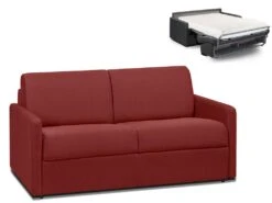 Canapé 2 Places Convertible Express En Tissu CALIFE - Rouge - Couchage 120 Cm - Matelas 18 Cm