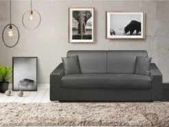 Canapé 3 Places Convertible Express En Simili EMIR - Noir - Couchage 140 Cm - Matelas 22 Cm -Deco.fr Soldes Boutique canape 273747 4