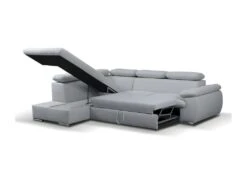 Canapé D'angle Convertible En Tissu Avec Coffre De Rangement FABIEN - Gris Clair- Angle Gauche -Deco.fr Soldes Boutique canape 300049