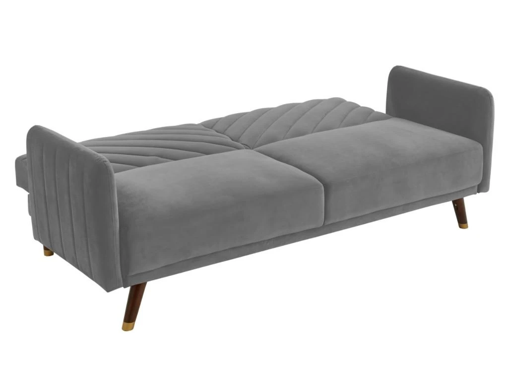 Canapé 3 Places Convertible Clic-clac En Velours JORIS - Gris Clair 5 Canapé 3 Places Convertible Clic-clac En Velours JORIS - Gris Clair – Image 5