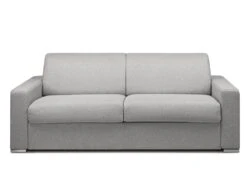 Canapé 4 Places Convertible Express En Tissu CALITO - Gris - Couchage Lattes Larges 160 Cm - Matelas 18 Cm