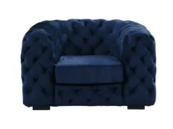 Fauteuil Chesterfield STANLEY - Velours Bleu Nuit -Deco.fr Soldes Boutique canape 315051