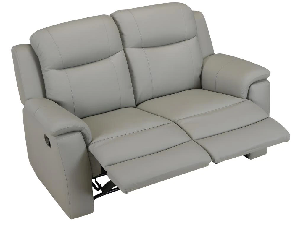 Canapé 2 Places Relax EVASION En Cuir - Gris Clair 2 Canapé 2 Places Relax EVASION En Cuir - Gris Clair – Image 2