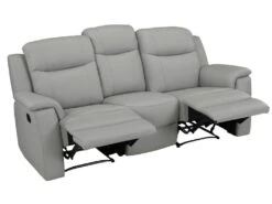 Canapé 3 Places Relax EVASION En Cuir - Gris Clair -Deco.fr Soldes Boutique canape 318059