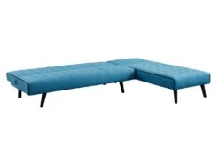 Canapé Modulable Convertible BAYOU En Tissu - Bleu Et Passepoil Noir -Deco.fr Soldes Boutique canape 346863