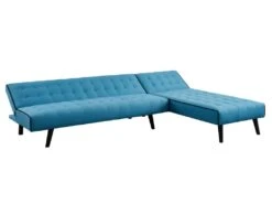 Canapé Modulable Convertible BAYOU En Tissu - Bleu Et Passepoil Noir -Deco.fr Soldes Boutique canape 346867