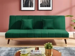 Canapé 3 Places Convertible Clic-clac En Velours KERBI - Vert Sapin -Deco.fr Soldes Boutique canape 351409