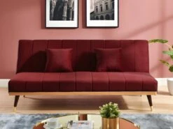 Canapé 3 Places Convertible Clic-clac En Velours KERBI - Vert Sapin -Deco.fr Soldes Boutique canape 351451