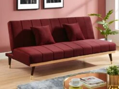 Canapé 3 Places Convertible Clic-clac En Velours KERBI - Vert Sapin -Deco.fr Soldes Boutique canape 351453