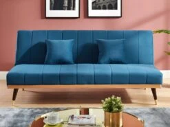 Canapé 3 Places Convertible Clic-clac En Velours KERBI - Vert Sapin -Deco.fr Soldes Boutique canape 351469