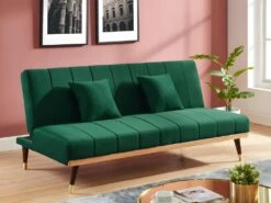 Canapé 3 Places Convertible Clic-clac En Velours KERBI - Vert Sapin -Deco.fr Soldes Boutique canape 351479