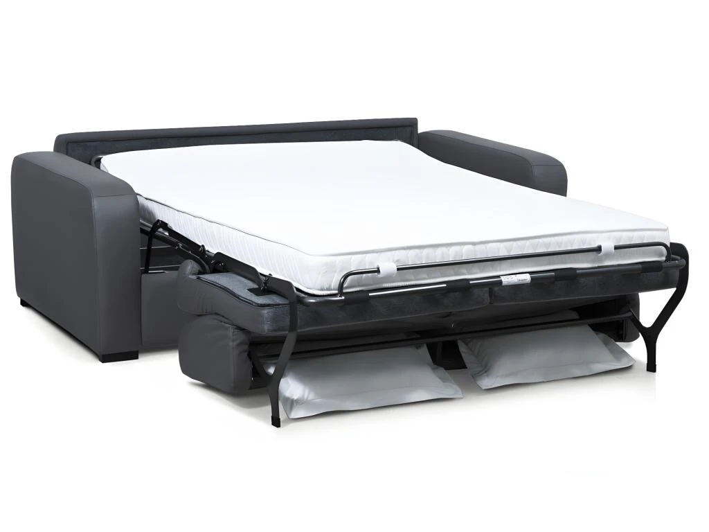 Canapé 3 Places Convertible Express En Cuir Gris BEVIS - Matelas 14 Cm 5 Canapé 3 Places Convertible Express En Cuir Gris BEVIS - Matelas 14 Cm – Image 5