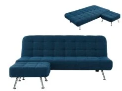Canapé Convertible Clic-clac Et Pouf En Tissu MURNI - Bleu -Deco.fr Soldes Boutique canape 378495