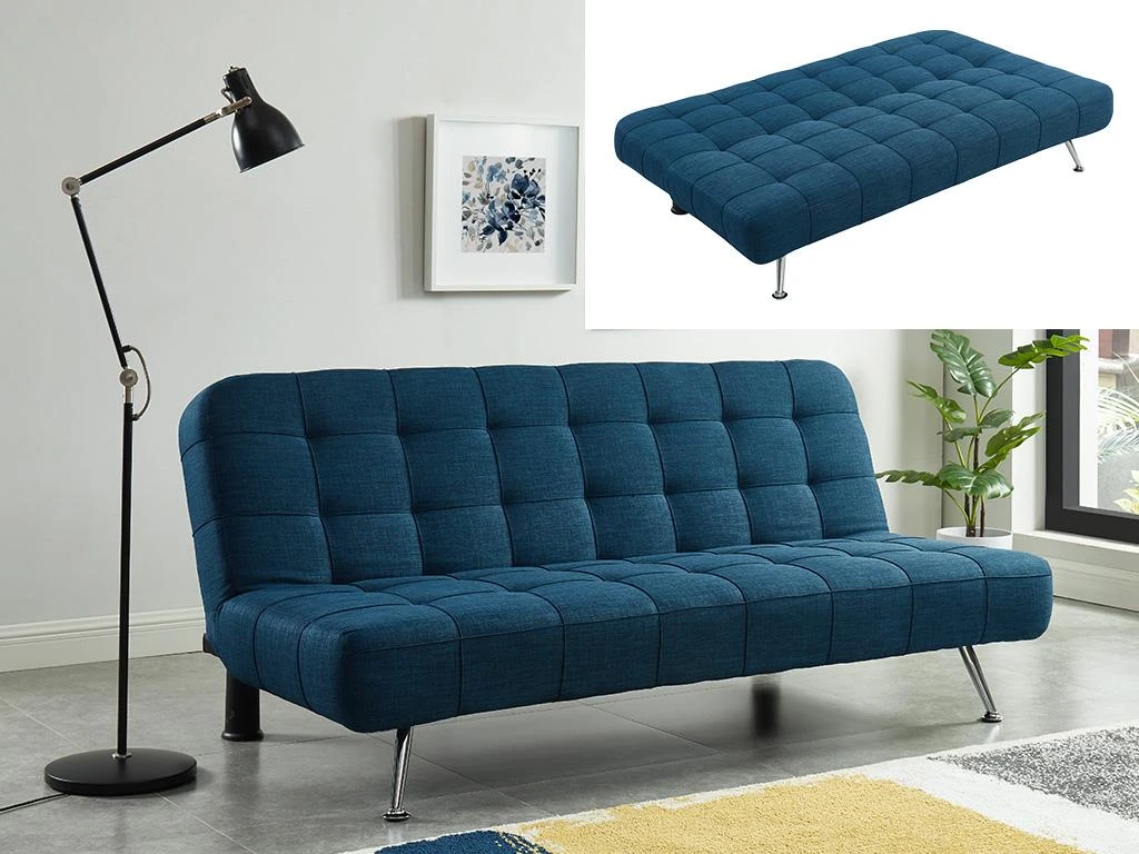 Canapé Convertible Clic-clac En Tissu MURNI - Bleu 2 Canapé Convertible Clic-clac En Tissu MURNI - Bleu – Image 2