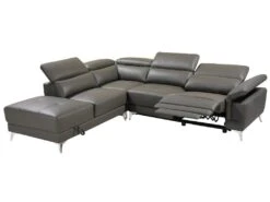 Canapé D'angle Relax électrique En Cuir PASCALINE - Anthracite - Angle Gauche -Deco.fr Soldes Boutique canape 380407