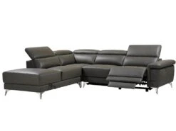 Canapé D'angle Relax électrique En Cuir PASCALINE - Anthracite - Angle Gauche -Deco.fr Soldes Boutique canape 380413