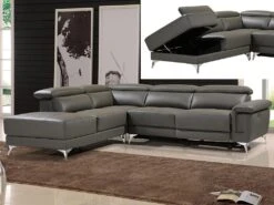 Canapé D'angle Relax électrique En Cuir PASCALINE - Anthracite - Angle Gauche -Deco.fr Soldes Boutique canape 382889