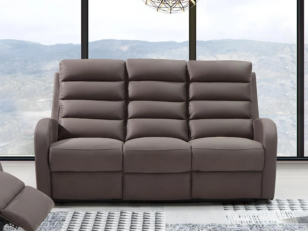 Canapé 3 Places Relax En Tissu GIORGIA - Marron 2 Canapé 3 Places Relax En Tissu GIORGIA - Marron – Image 2