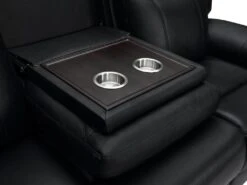 Canapé 3 Places Relax électrique En Cuir Avec Tablette KENNETH - Noir -Deco.fr Soldes Boutique canape 392993