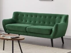 Canapé 3 Places En Velours Vert Sapin SERTI II