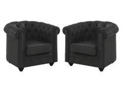 Lot De 2 Fauteuils En Cuir De Buffle CHESTERFIELD - Noir 3 Lot De 2 Fauteuils En Cuir De Buffle CHESTERFIELD - Noir -Deco.fr Soldes Boutique canape 399007