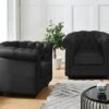Lot De 2 Fauteuils En Cuir De Buffle CHESTERFIELD - Noir -Deco.fr Soldes Boutique canape 399073