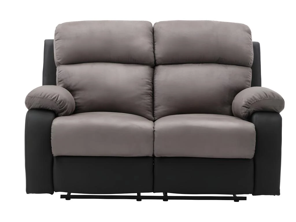 Canapé 2 Places Relax En Microfibre Et Simili TOLZANO - Gris Et Noir 3 Canapé 2 Places Relax En Microfibre Et Simili TOLZANO - Gris Et Noir – Image 3