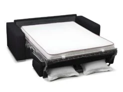 Canapé 3 Places Convertible Express 100% Cuir De Buffle Noir Matelas 14 Cm DELECTEA II -Deco.fr Soldes Boutique canape 402197