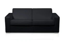 Canapé 3 Places Convertible Express 100% Cuir De Buffle Noir Matelas 14 Cm DELECTEA II -Deco.fr Soldes Boutique canape 402199