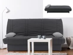 Canapé Convertible Clic-clac 100% Coton Avec Coffre De Rangement FARWEST II - Gris Foncé Coussins Gris Clair -Deco.fr Soldes Boutique canape 405039