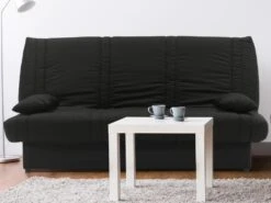 Canapé Convertible Clic-clac 100% Coton Avec Coffre De Rangement FARWEST II - Noir Coussins Noir -Deco.fr Soldes Boutique canape 405061