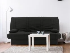 Canapé Convertible Clic-clac 100% Coton Avec Coffre De Rangement FARWEST II - Noir Coussins Noir